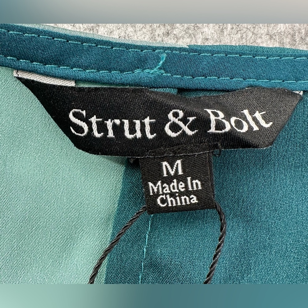 Strut & Bolt Women’s M Jade and Dark Teal Faux Wrap BodySuit Blouse NWT Long Slv - Picture 6 of 14